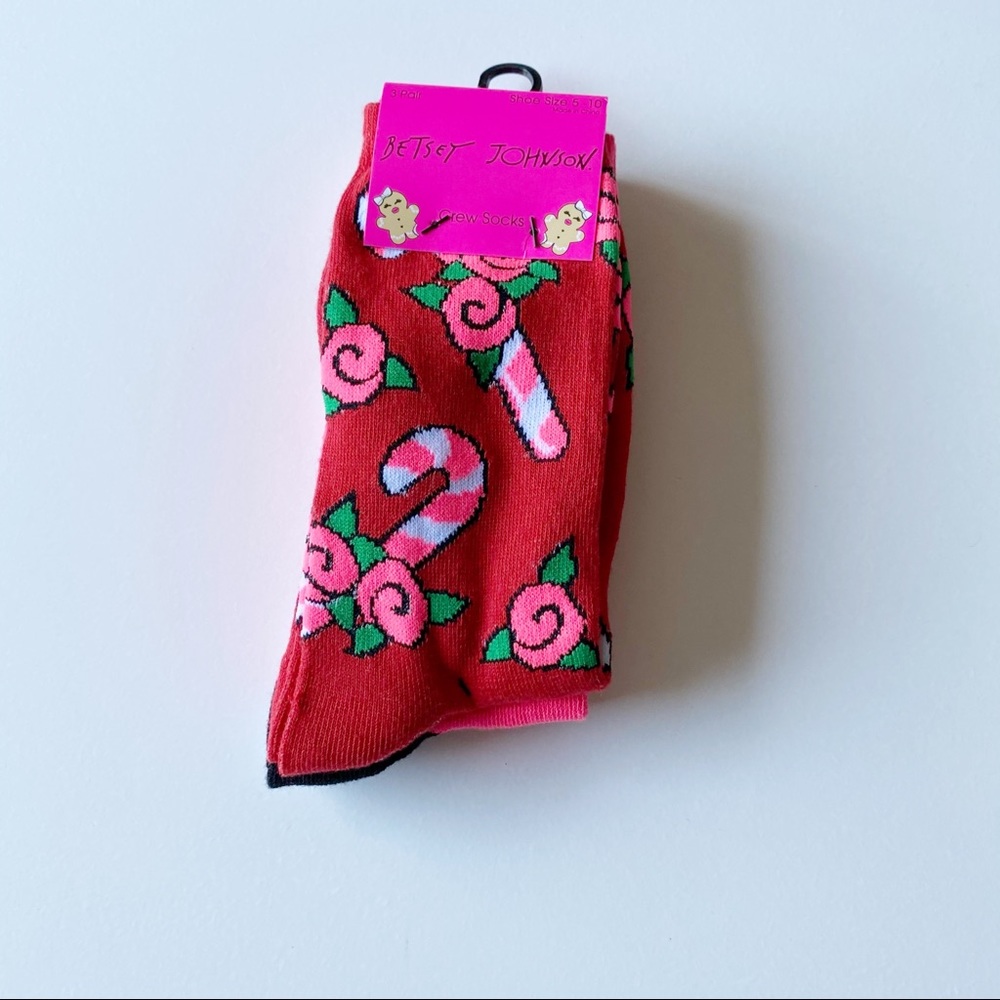 Betsy Johnson Christmas Socks Candy Cane Striped